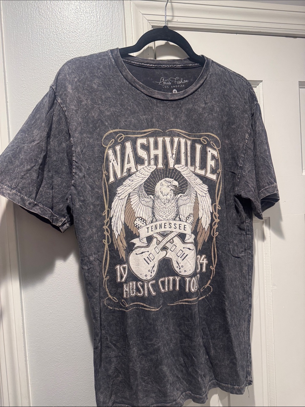 Women’s Nashville Music City Tour Graphic Tee - Washed Black